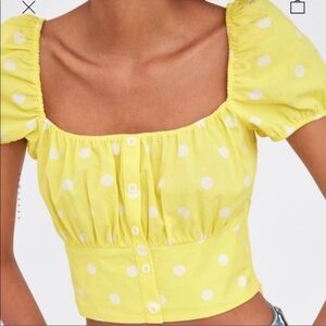 Zara yellow polka dot top